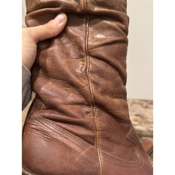 Steve Madden Brown Soft Saddle Leather Slouch Cowboy Boots Y2K Vintage Women’s 8 - Picture 10 of 15